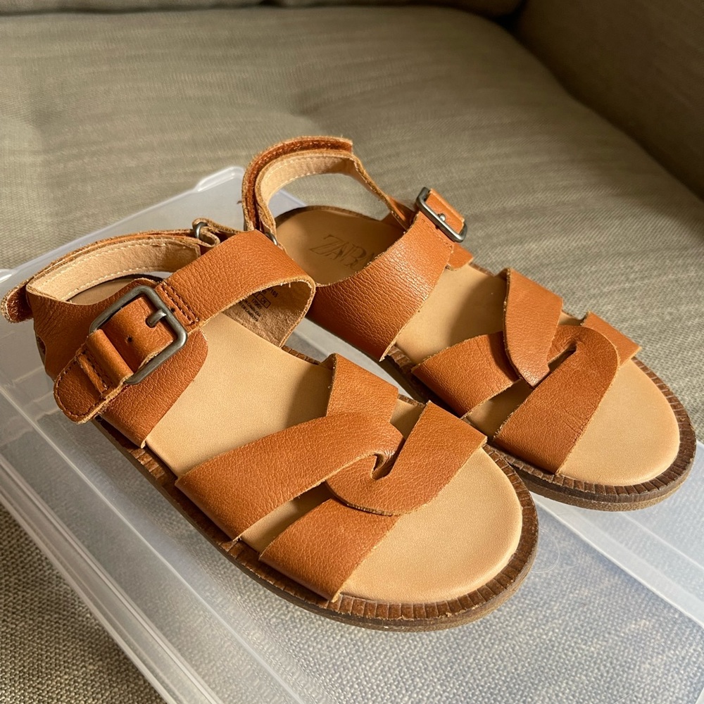 Zara- Tan Leather Sandals (Size 10.5)
